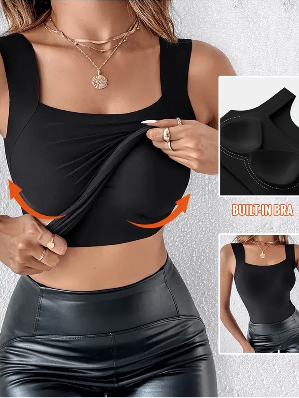 NWT XL Black Built-In Bra Tank Top NWT XL Seamless Base Layer Black